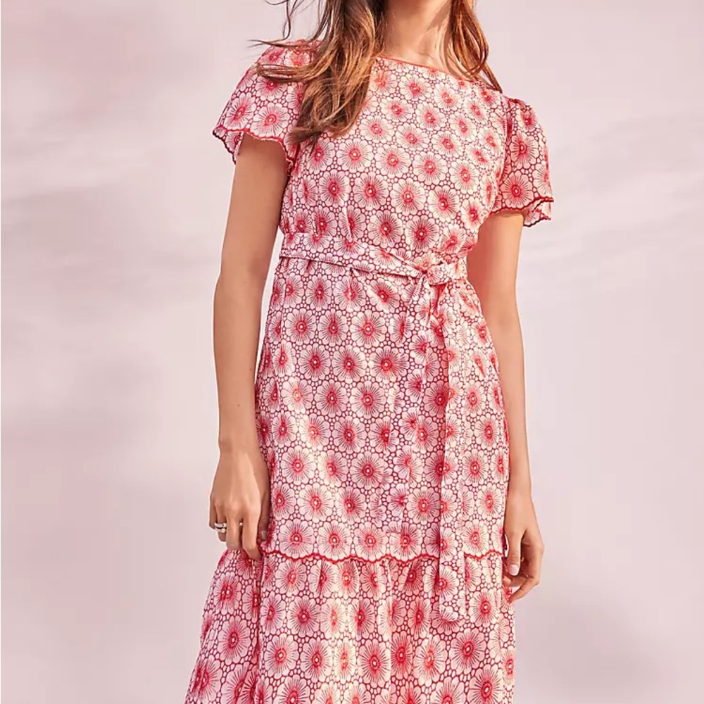 Ann Taylor eyelet tie waist shift dress size M NWT
